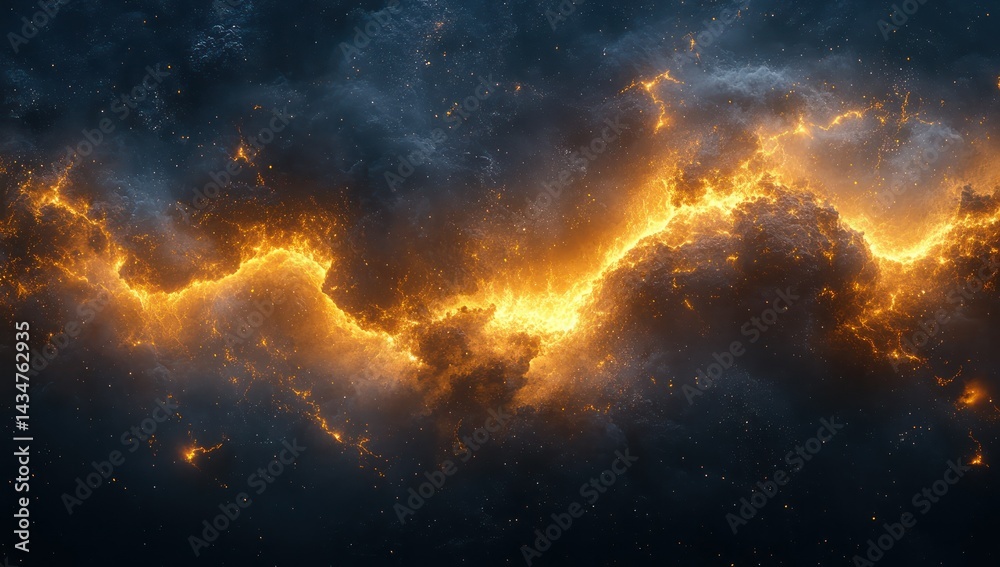 Obraz premium Cosmic Fire Nebula with Space Background.