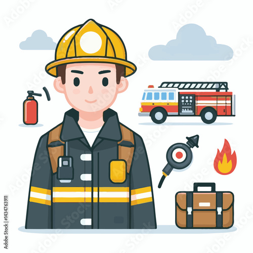 rescue, emergency, fire, safety, firefighter, smoke, fireman, protection, heat, danger, burn, helmet, fighter, hero, flame, uniform, disaster, water, mask, man, training, hot, hose, extinguish, exting photo