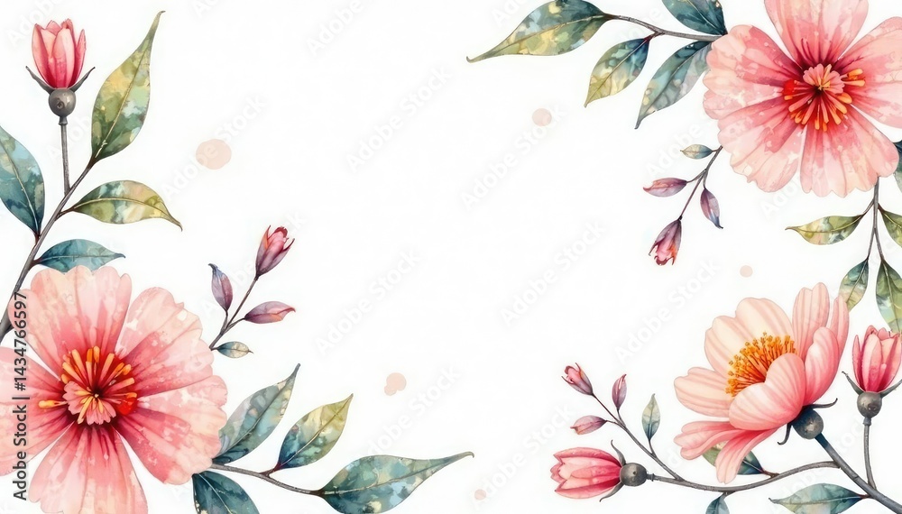 Obraz premium Delicate watercolor floral pattern on white background, romantic, botanical, pattern
