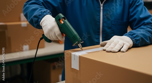 Wallpaper Mural Sealing Cardboard Box with Glue Gun for Packaging and Delivery Torontodigital.ca