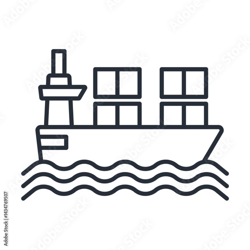container ship icons isolated on White Background. Flat style design