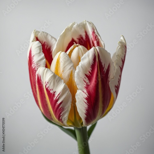 A macro shot of a tulip’s interior, white background