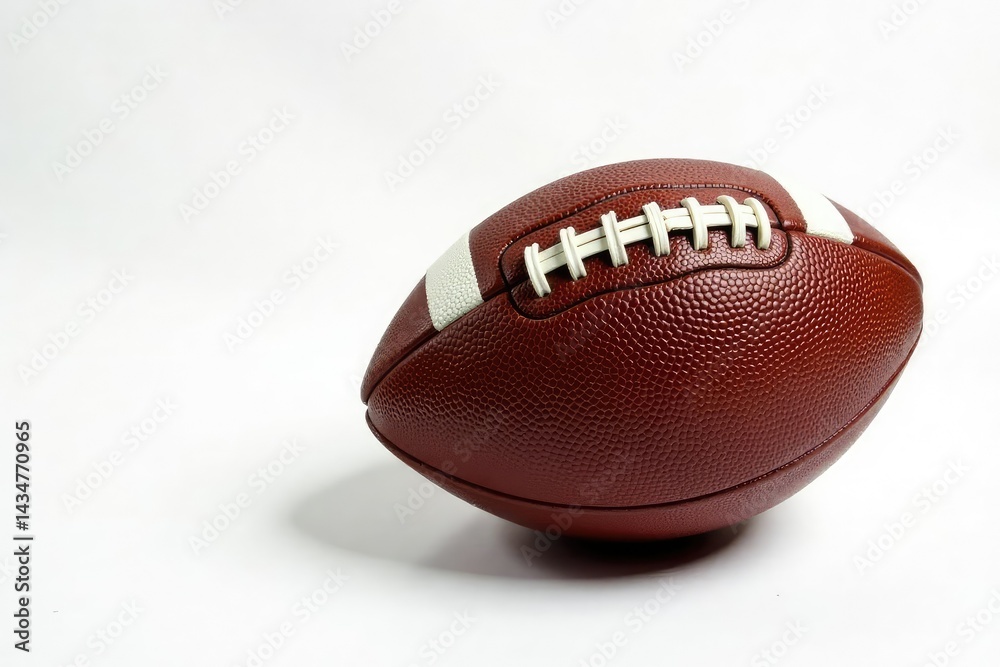 Rustic worn leather football on white background , grungy, equipment Rustic worn leather football on white background , grungy, equipment