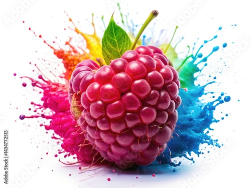 Colorful Raspberry Splash Silhouette, Fruit Silhouette, Abstract Raspberry,  Silhouette Photography, Food Photography, Splash Art,  White Background