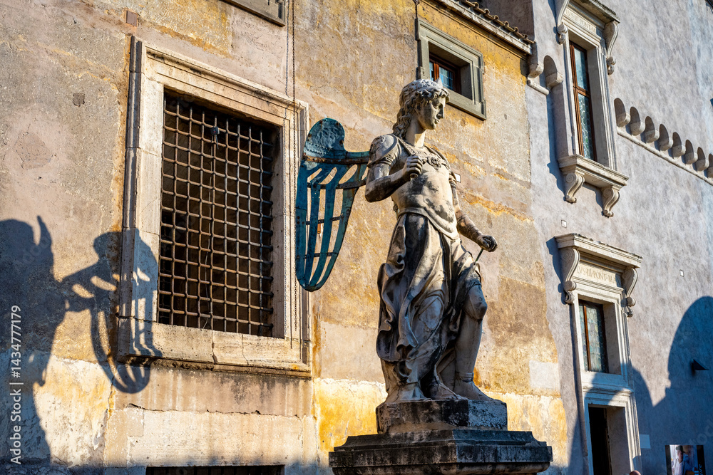 Castel Sant'Angelo, also known as Mausoleum of Hadrian, is a towering rotunda in Parco Adriano, Rome, Italy. It was initially commissioned by the Roman Emperor Hadrian as a mausoleum for himself and h
