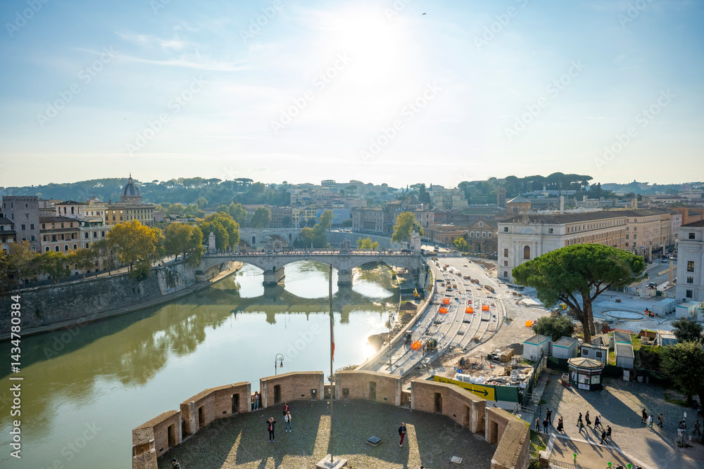 Ponte Sisto is a bridge in Rome's historic centre, spanning the river Tiber. It connects Via dei Pettinari in the Rione of Regola to Piazza Trilussa in Trastevere