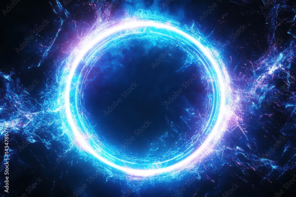 Obraz premium Glowing circle with energy effect on a white background