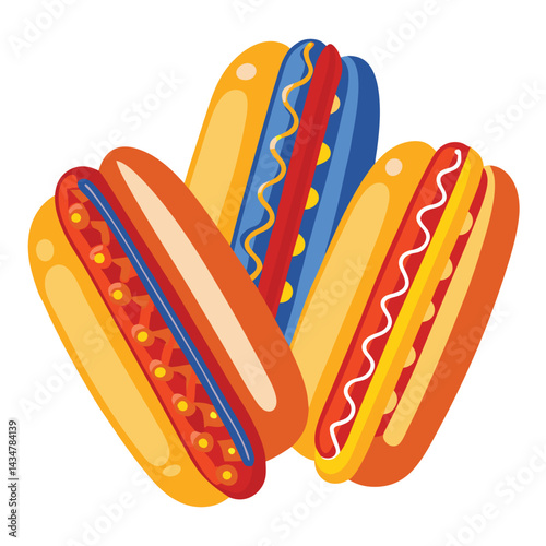 American hot dogs set  isolated on white background