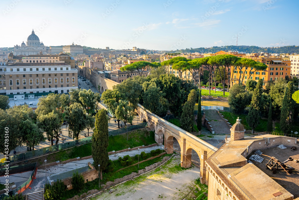 Castel Sant'Angelo, also known as Mausoleum of Hadrian, is a towering rotunda in Parco Adriano, Rome, Italy. It was initially commissioned by the Roman Emperor Hadrian as a mausoleum for himself and h