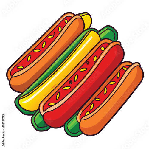 American hot dogs set  isolated on white background
