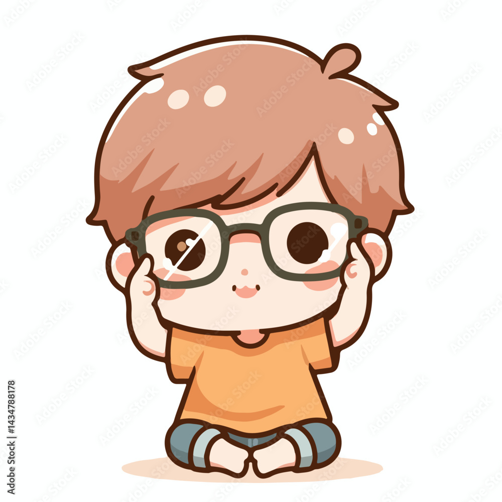vector image of a little boy wearing cute glasses vector image of a little boy wearing cute glasses