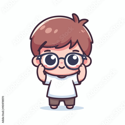 vector image of a little boy wearing cute glasses