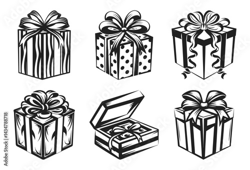 Assorted gift box silhouette outlines