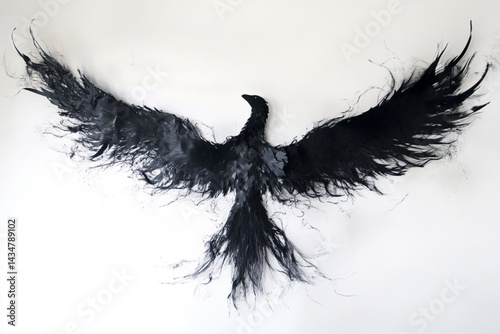 Black bird art print, abstract raven wall decor, dark feather artwork, gothic home decor, crow art