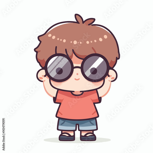 vector image of a little boy wearing cute glasses