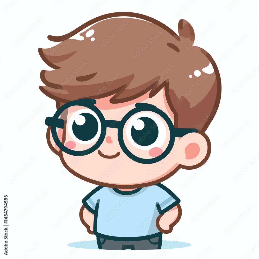 Naklejka premium vector image of a little boy wearing cute glasses