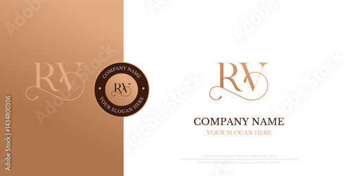 Initial RV Logo Design Vector 