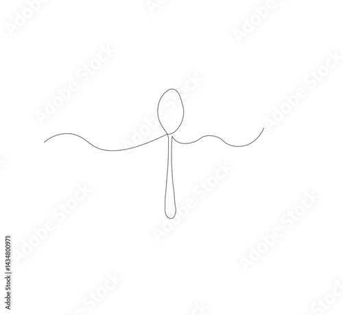 continuous line drawing of spoon isolated on white background. Vector illustration of cooking, kitchen and table manners concept.