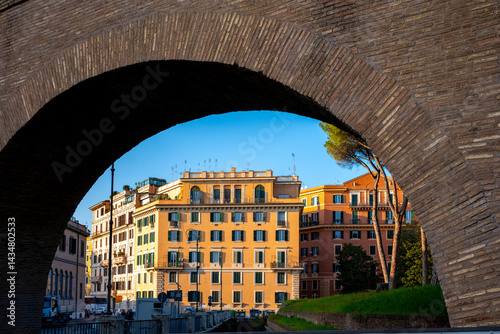 Obraz na płótnie Castel Sant'Angelo, also known as Mausoleum of Hadrian, is a towering rotunda in Parco Adriano, Rome, Italy. It was initially commissioned by the Roman Emperor Hadrian as a mausoleum for himself and h w salonie