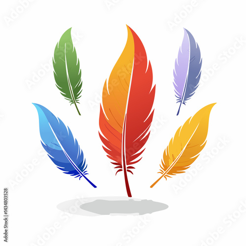 Feather set icon, logo isolated on white background