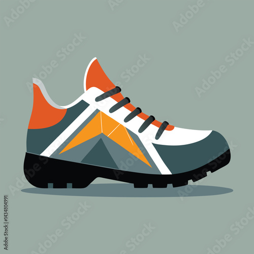Hiking Boots & Footwear Vector Trekking shoes with reflective details and modern trail-ready design
