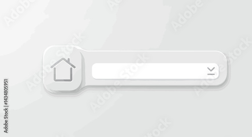 Minimalist neumorphism style search bar with house icon great for real estate websites or applications representing property search and home finding functionalities