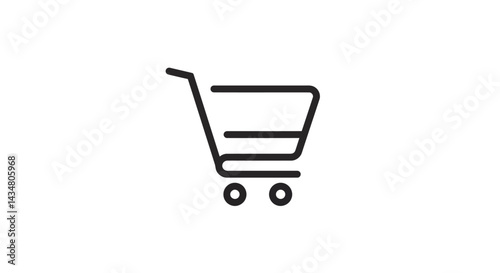 Minimalist shopping cart icon on white background perfect for e-commerce websites and online retail stores represents buying and purchasing