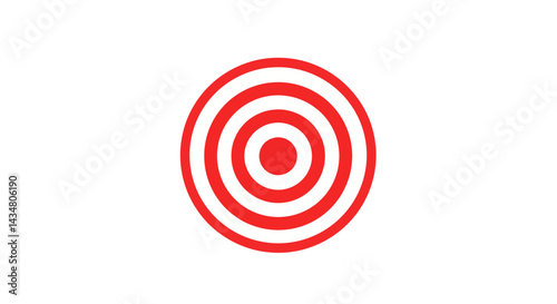 Red target with concentric circles on white background offering focus and precision for marketing or advertising needs and representing accuracy