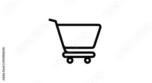 Shopping cart icon in black outline for online retail store and grocery concept