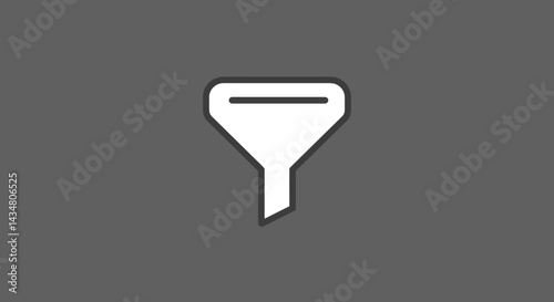 White minimalist filter icon on a gray background for graphic design and data analysis themes