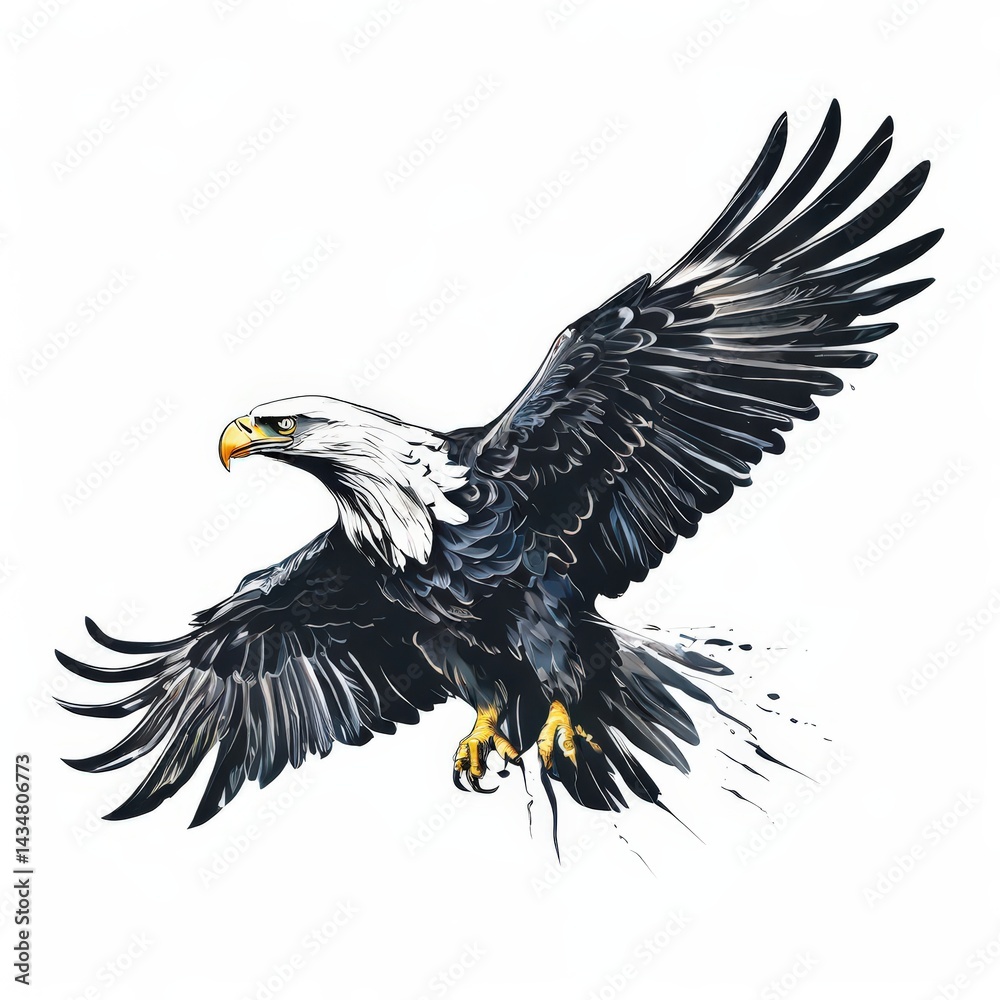 Obraz premium an AI Image Generator, Majestic Bald Eagle Illustration