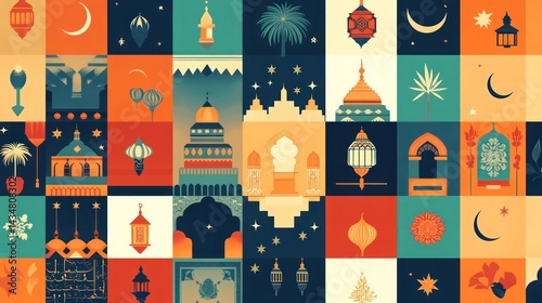 Islamic designs mosaic background for greetings, ads, and decoration during Ramadan