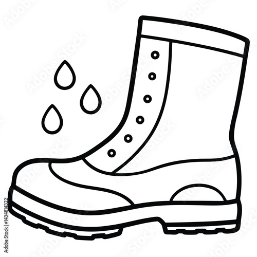 Hiking Boots & Footwear Vector silhouette line art