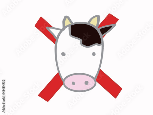 Illustration of a cow and a bat symbol prohibited by religious precepts