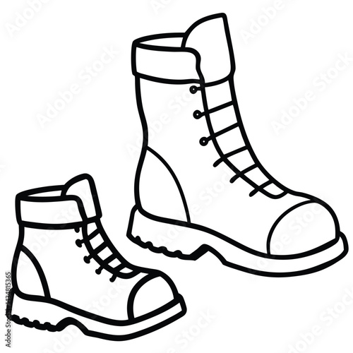 Hiking Boots & Footwear Vector silhouette line art