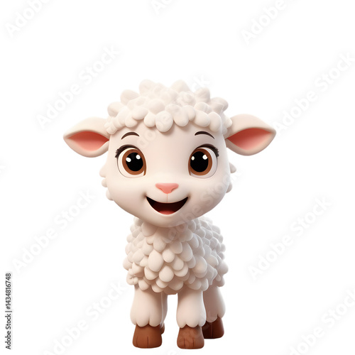 Cute Lamb cartoon isolated on a transparent background