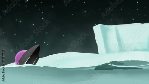 UFO Incident in the Arctic animate, Frozen Wasteland Alien 2d Animation