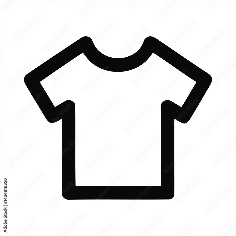 Vector Black outlined t-shirt icon with short sleeves and round neckline on a white background Vector Black outlined t-shirt icon with short sleeves and round neckline on a white background