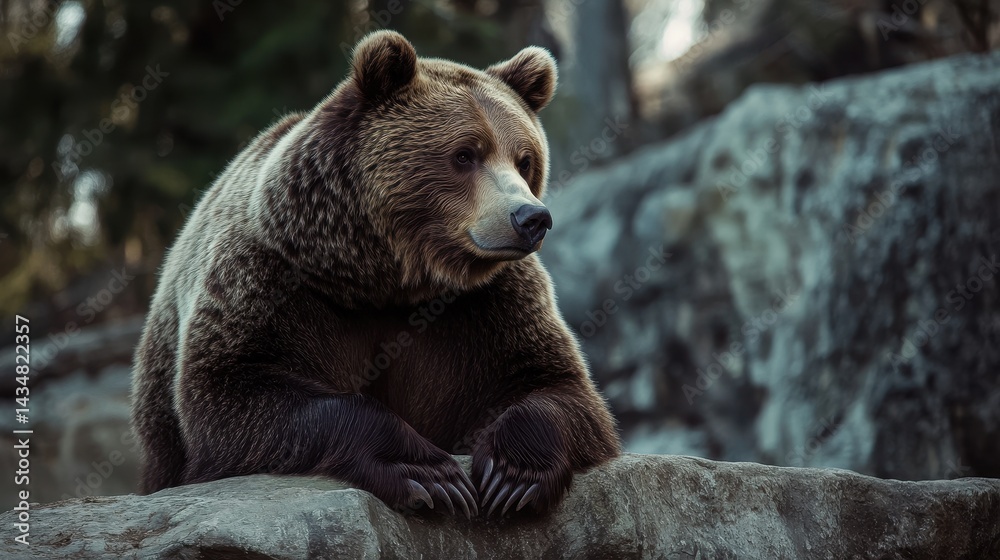 Obraz premium Majestic Brown Bear on Rock Wildlife Photography