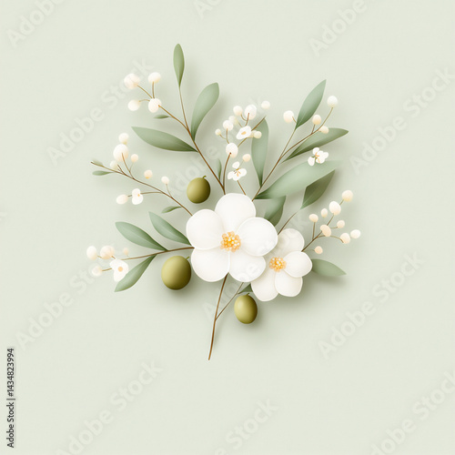cute olive blossom illustration,