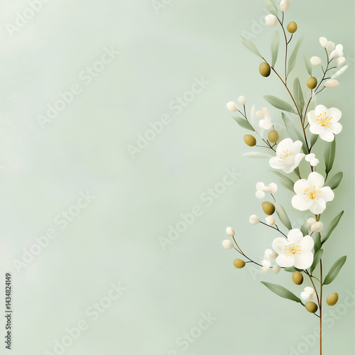 cute olive blossom illustration,