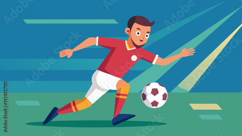 Clip art Soccer player ready to shoot the ball. vector black line art illustration. 