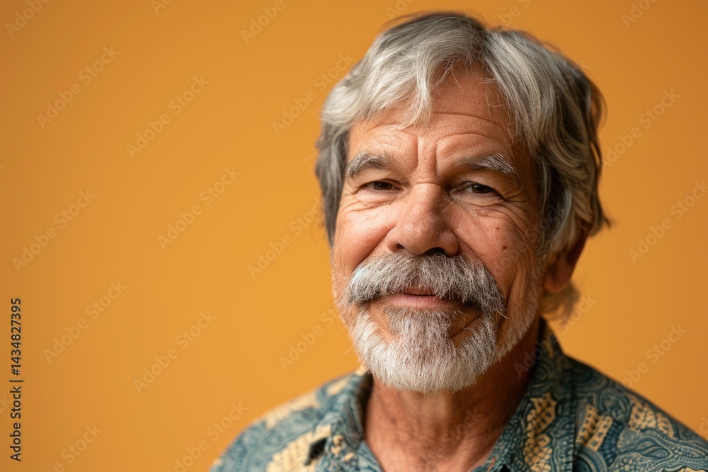 Portrait of a senior man with a white beard on an orange background Portrait of a senior man with a white beard on an orange background