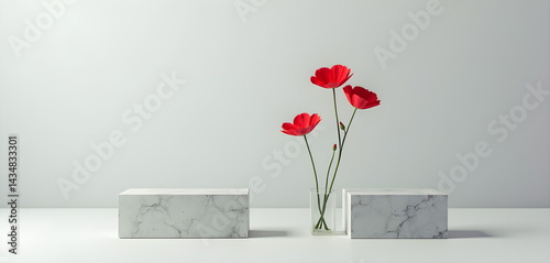 A couple of vases sitting on top of a white table.