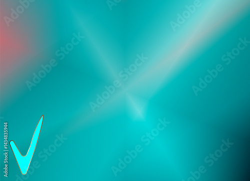 Teal checkmark with golden outline, bright, representing validation, against blurred teal and white background with copy space