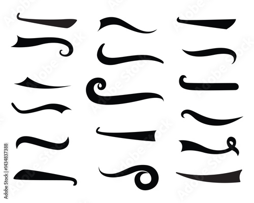 Typographic swash and swooshes tails. Retro swishes and swashes for athletic typography, logos, baseball font