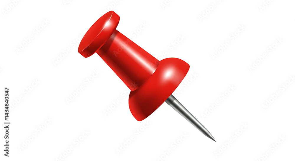A close up view of a single red push pin with a silver needle on a plain black background space A close up view of a single red push pin with a silver needle on a plain black background space