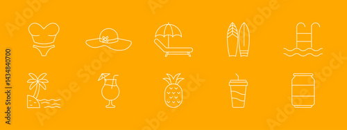 Summer icons set. Summer vector icon concept. Simple vector line icon.