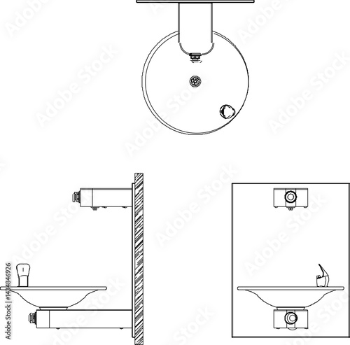 vector sketch illustration silhouette design Drinking Fountains for drinking in public places such as fields and parks 