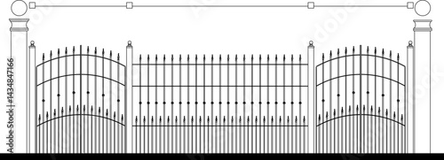 vector sketch illustration silhouette design old fence classic vintage europe